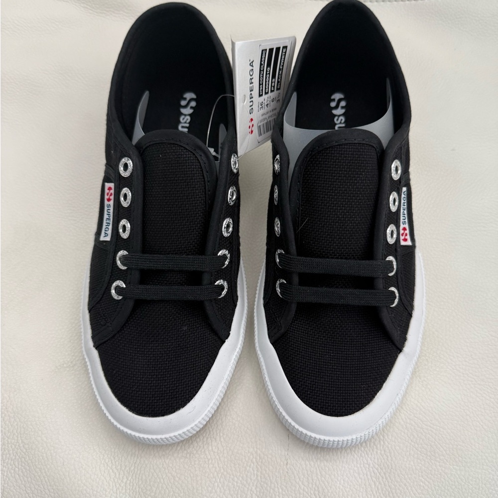 Superga Kids or Women’s Black and White Sneakers